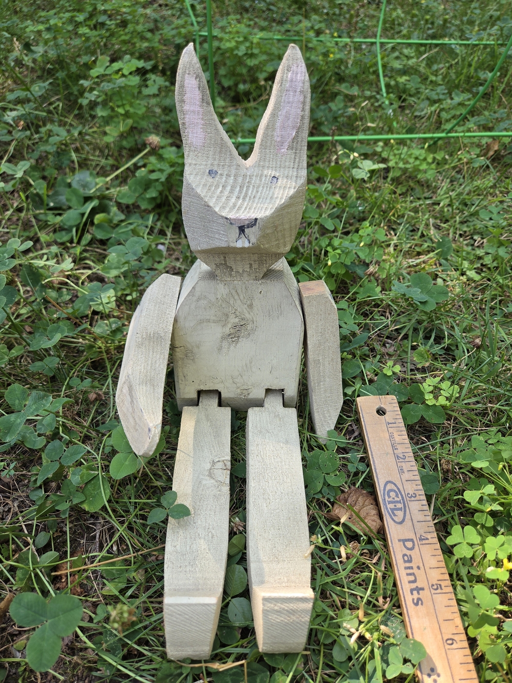 Vintage Handmade Wooden Bunny